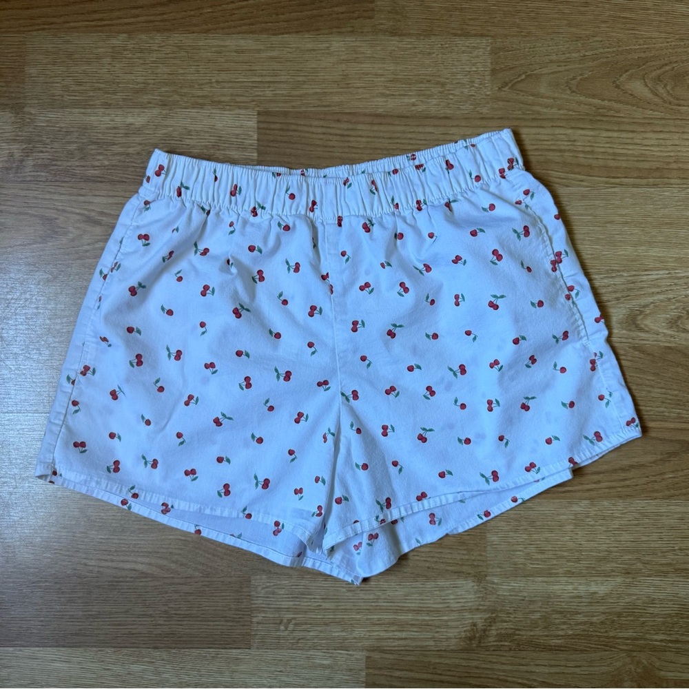 Hollister Cherry Print High Waist Linen Sleep Shorts
